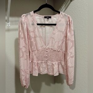 Pink Blouse, button up, size medium